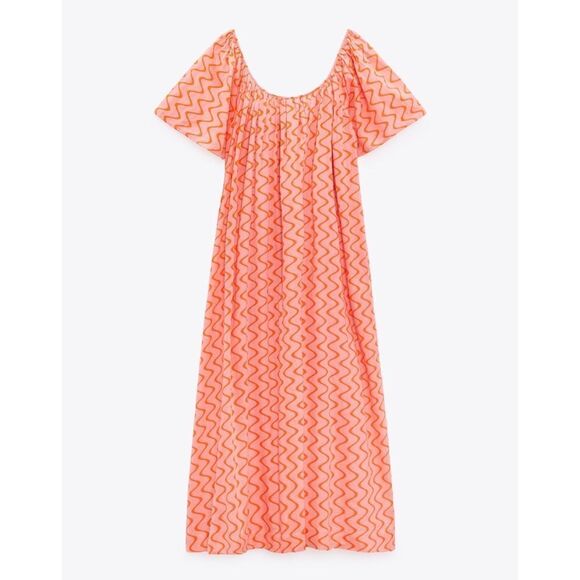Zara Coral Zigzag Maxi Dress - Picture 7 of 10